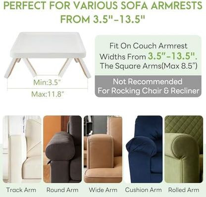 SINWANT Couch Arm Table,Bamboo Couch Arm Tray Clip on Sofa