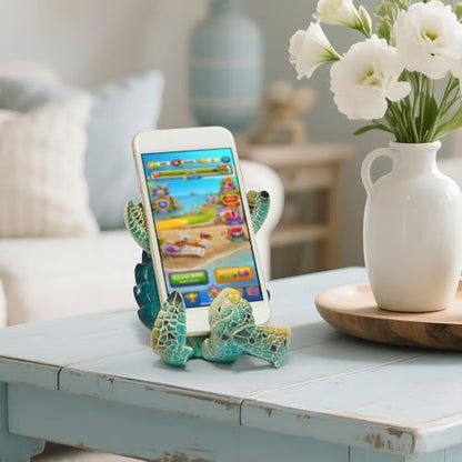 Hodao Sea Turtle Cell Phone Stand, Turtle Figurine for Ocean Beach