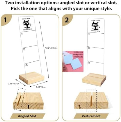 Monitor Memo Board with Removable Wooden Base Acrylic Portable Sticky