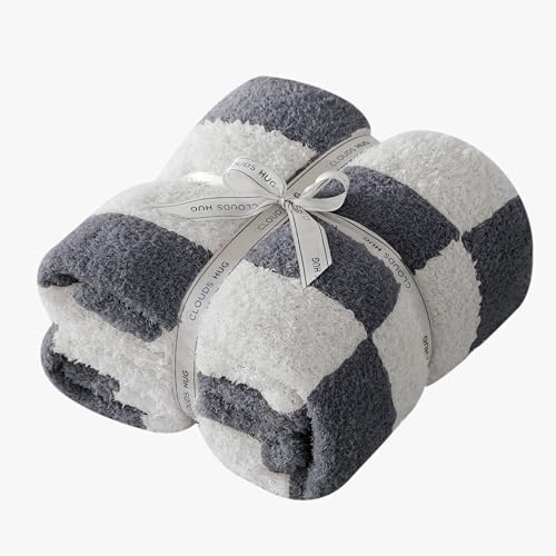 Checkered Throw Blanket for Couch - Super Soft Knit Bed Blanket