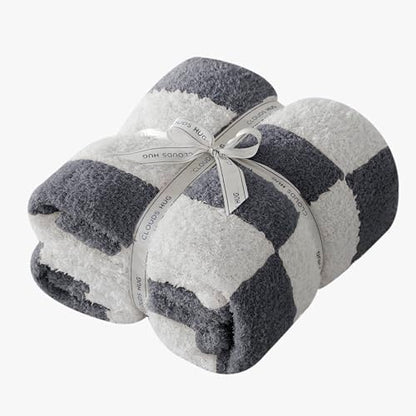 Checkered Throw Blanket for Couch - Super Soft Knit Bed Blanket