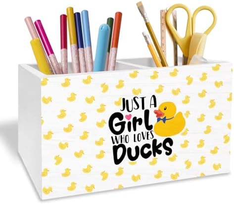 Yellow Duck Pen Holder for Desk, Gifts for Duck Lovers Pencil