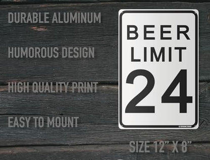Beer Limit 12" x 8" Tin Funny Traffic Sign Man Cave Decor