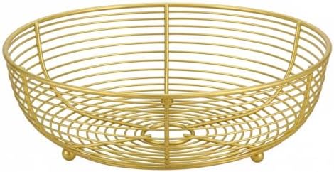 IBWell® Gold Fruit Bowl for Kichen Countertop, Round Wire Fruits