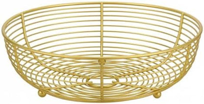 IBWell® Gold Fruit Bowl for Kichen Countertop, Round Wire Fruits