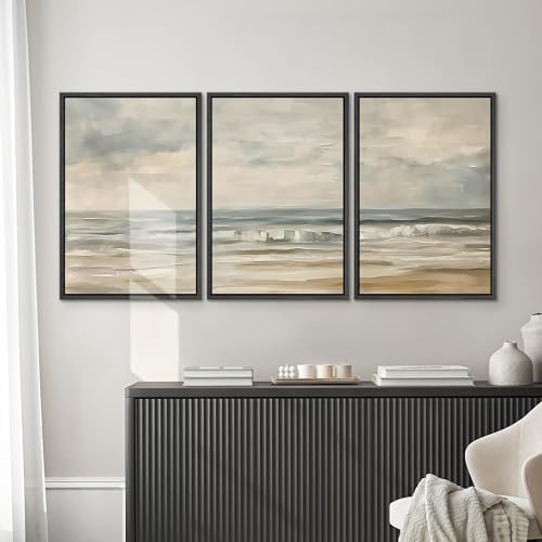 SIGNWIN Framed Canvas Print Wall Art Set Coastal Serenity Abstract
