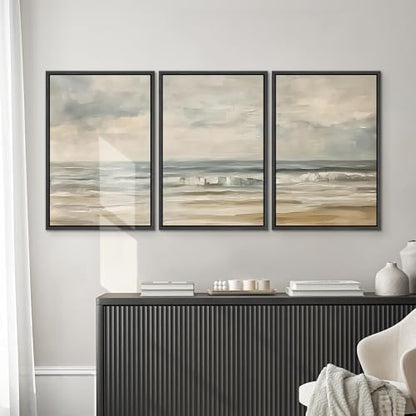 SIGNWIN Framed Canvas Print Wall Art Set Coastal Serenity Abstract