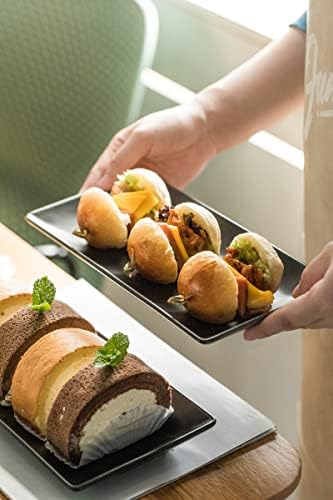 Gomakren Black Serving Platters 10 Inch Rectangular Serving Dishes Set