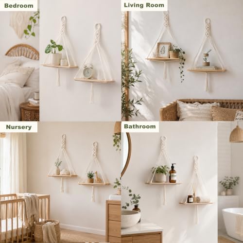 Artilady Macrame Wall Hanging Shelf Boho Storage Wall Decor for