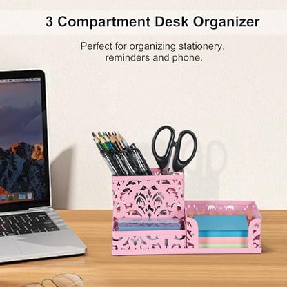 EasyPAG Desk Organizer 3 Compartment Pen Holder for Desk Office