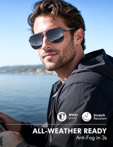 Luenx Aviator Polarized Sunglasses for Men: Square UV400 Driving