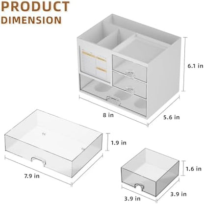 Marbrasse Desk Organizer with 3 Drawer, Multi-Functional Pencil Pen