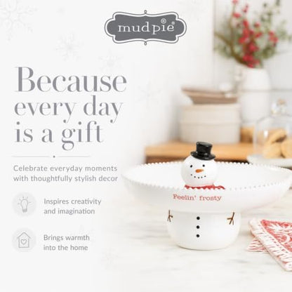 Mud Pie Stacked Snowman Chip Dip, Decorative Plate, Holiday Serveware