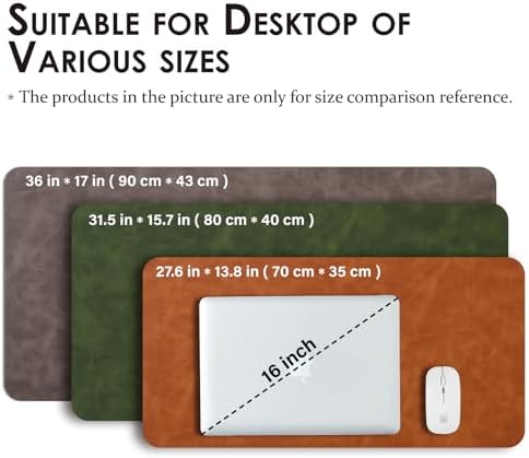 Distressed Leather Desk Mat - Non-Slip PU Desk Pad for Office and Home