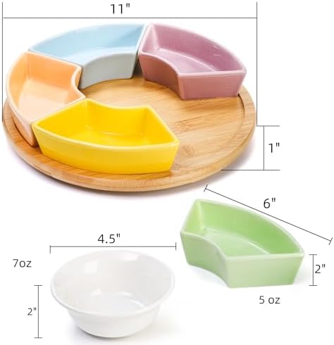 AVLA 11" Ceramic Divided Serving Dishes, Lazy Susan Party Appetizer
