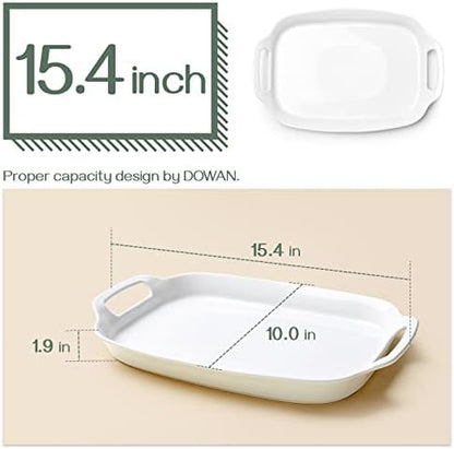 DOWAN Serving Tray with Handles, 15.4" Large Platters for Wedding