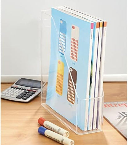 mDesign Plastic Slim Vertical File Folder Storage Organizer Bin with