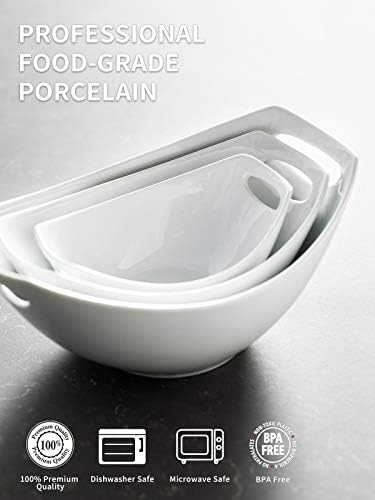LAUCHUH Serving Dishes for Thanksgiving, White Serving Bowls with