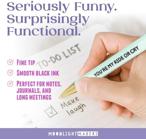 Moonlight Makers Set of 5 Ballpoint Pens Black Ink, Love You Bestie
