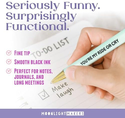 Moonlight Makers Set of 5 Ballpoint Pens Black Ink, Love You Bestie