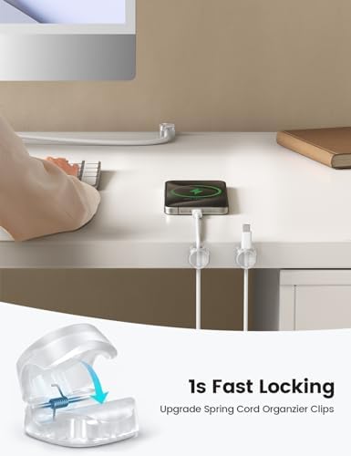 Lamicall 6 Pack Cord Organizer, Office Desk Accessories, Clear Cable