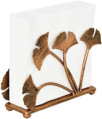 OwlGift Modern Ginkgo Leaves Design Napkin Holder for Tables, Metal