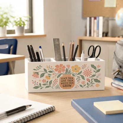 Teacher Gifts for Women Boho Floral Pencil Pen Holder for Desk