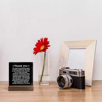 Thank You Acrylic Sign with Wooden Stand, Appreciation Gifts Plaque