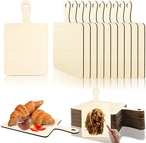 Vmiapxo 16 Pcs Unfinished Wooden Cutting Boards with Handle, 9.4" x
