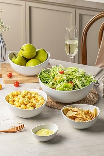 Porcelain Serving Bowls set for Entertaining, 3-11-20-32-50 Ounce
