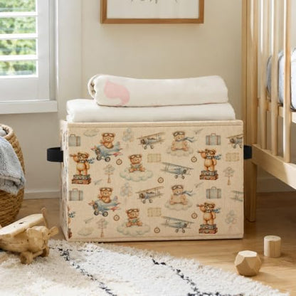 Space Airplane Bear Storage Basket with Handles