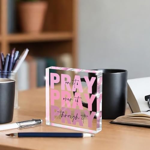 Pink Inspirational Decor Pray Over It Bible Verse Wall Art Christian