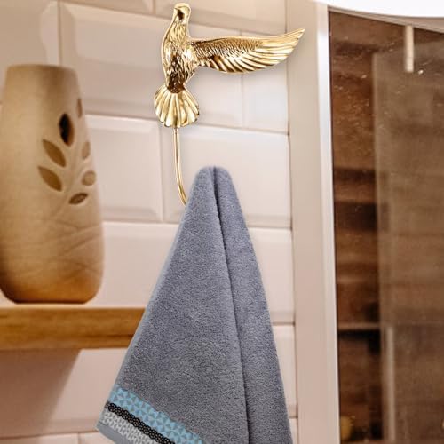Brass Wall Hook Decorative Coat Hanger Pigeon Shape for Keys and Coats