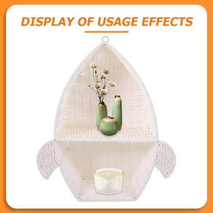 UKCOCO Woven Wall Hanging Shelf Storage Basket Rack for Keys Essential