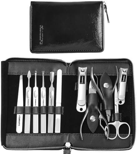 FAMILIFE Stainless Steel Manicure Set 11-in-1 Professional Nail