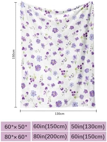 Floral Throw Blanket Purple Flowers Blanket Ultra Soft Flannel Fleece