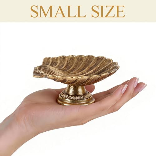 NIKKY HOME Seashell Ring Holder Jewelry Tray, Small Gold Trinket Dish