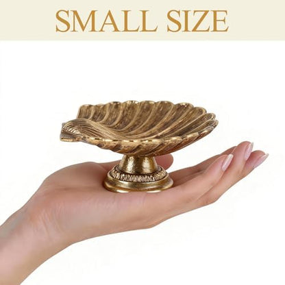 NIKKY HOME Seashell Ring Holder Jewelry Tray, Small Gold Trinket Dish