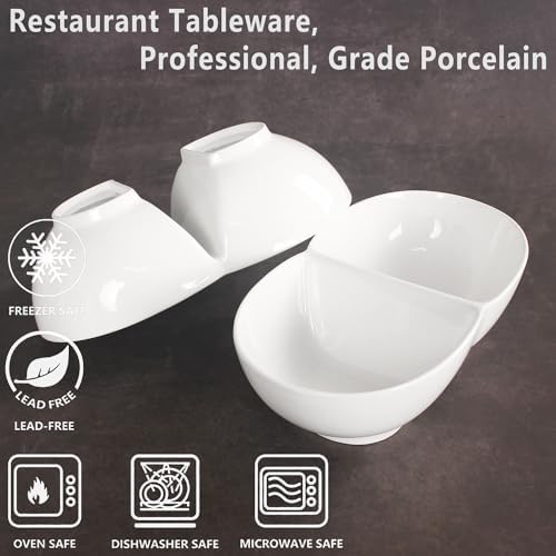 Creative Home Chip and Dip Bowl Set, Ceramic Divider Bowl, Plate