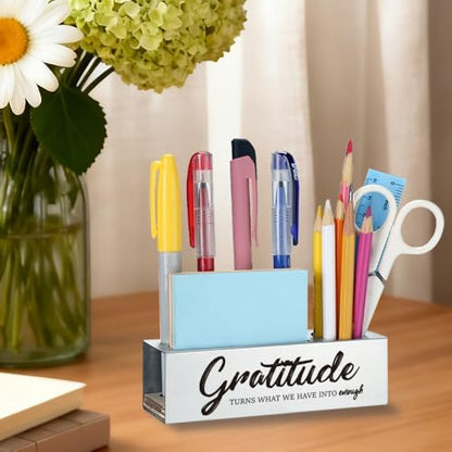 Gratitude Inspirational Gift Stainless Steel Desk Organizer Note