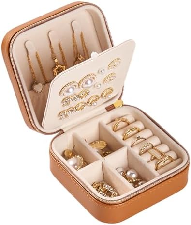 Travel Jewelry Box, PU Leather Organizer for Women Girls, Portable