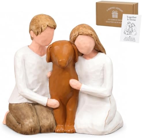 Couple and Dog Ornament, Gifts for Couples with Dogs, Brown Dog
