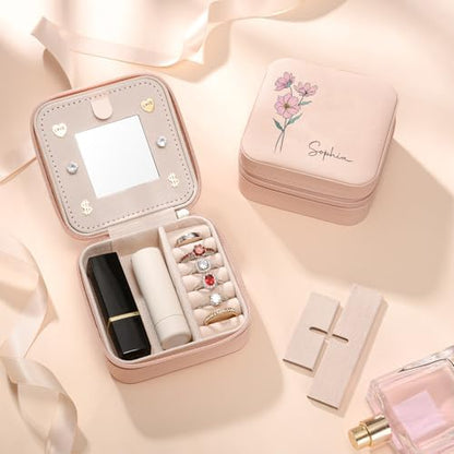 Personalized Jewelry Box for Women, Custom Travel Jewelry Case with