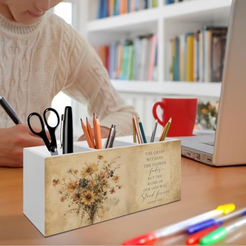 Fall Vintage Christian Floral Pen Pencil Holder Organizer