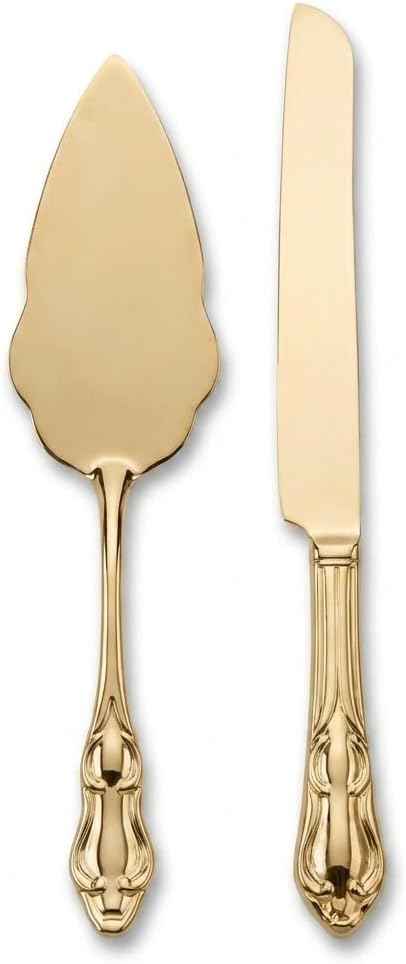 Creative Gifts International Cake and Pastry Server Set | 2-Piece Gold Finish Serving Set | 14.25" Elegant Dessert Server | Wedding and Entertaining Utensils | Gift Box Ready