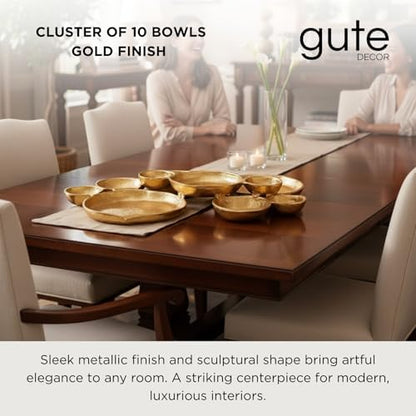 Cluster of 10 Round Serving Bowls Gold Clusters Decorative Elegant