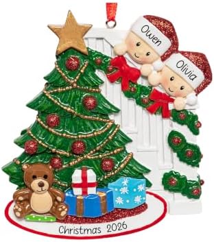 Personalized Peeking Couple Christmas Ornament 2026 | Our First