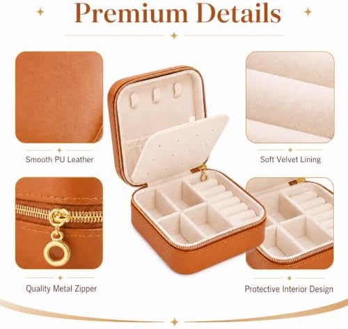 Travel Jewelry Box, PU Leather Organizer for Women Girls, Portable
