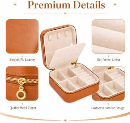Travel Jewelry Box, PU Leather Organizer for Women Girls, Portable