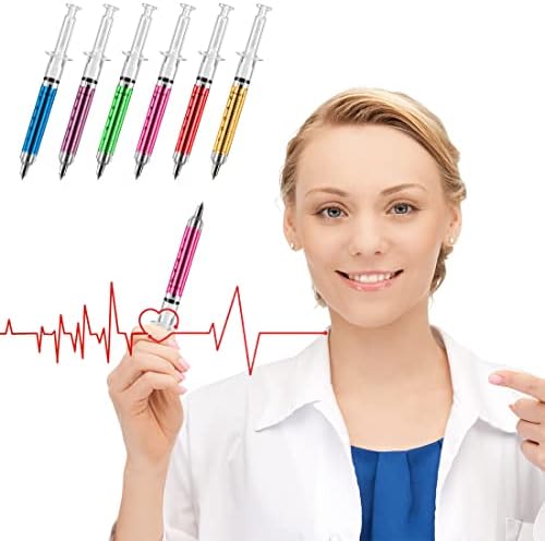 24Pcs Syringe Pens, 12 Colors Macaron Retractable Fun Nurse Pens Bulk